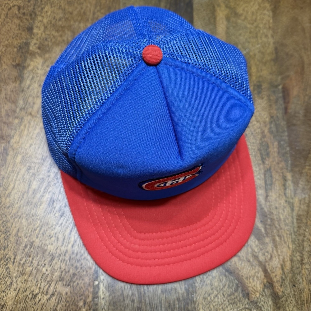 VINTAGE Montreal Canadiens Trucker Hat Cap Snap Back Red Blue  NHL 90s - Picture 2 of 7